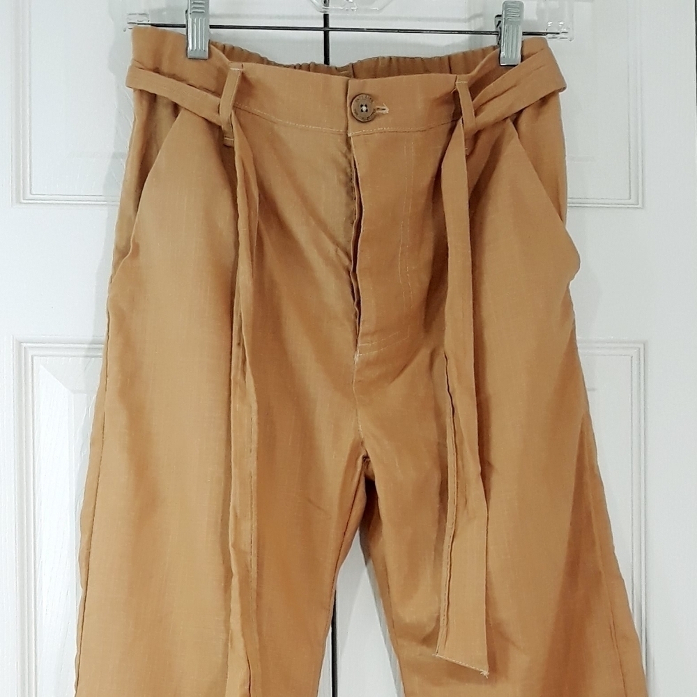 Past Life The Collective Organic Linen and Cotton Brownish Pants Belted Size 0 - Picture 2 of 13